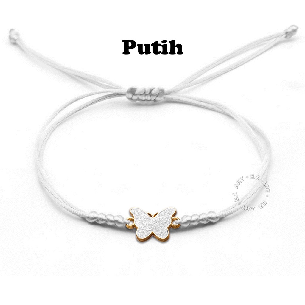 GELANG KONEKTOR KUPU-KUPU BUTTERFLY TALI SATIN SERUT LEMBUT WARNA WARNI ADJUSTABLE UNTUK WANITA