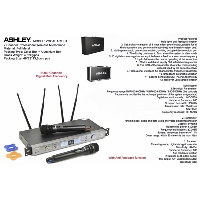 Jual MIC WIRELESS ASHLEY VOCAL ARTIS VOCALARTIS ORIGINAL(COD)Mic