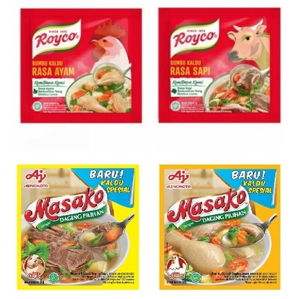 

Bumbu masak kaldu instant royco masako kaldu sapi 8 gr dan kaldu ayam 8 gr (harga 6 sachet)