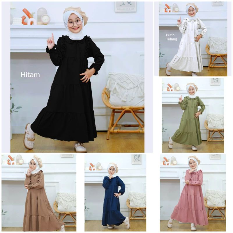 GAMIS ANAK TANGGUNG USIA 8-12 TAHUN DRESS KIDS BAHAN CRINKLE AIRFLOW PREMIUM/baju gamis anak/gamis anak perempuan/gamis anak terbaru/terlaris/fashion anak kekinian/dress kids viral/gamis viral/pakaian anak muslim/dress anak perempuan