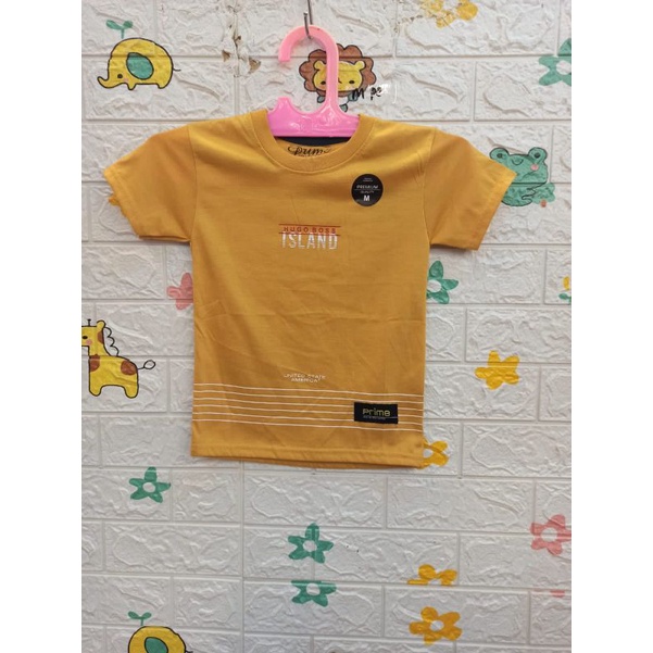 Kaos atasan anak kids umur warna kuning 2-7 tahun