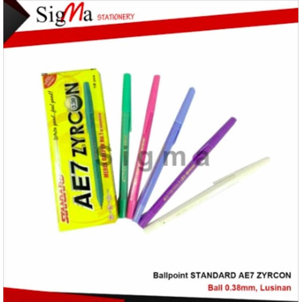 

Pulpen Standar AE7 ZYRCON Hitam / Merah / Biru (Lusin)