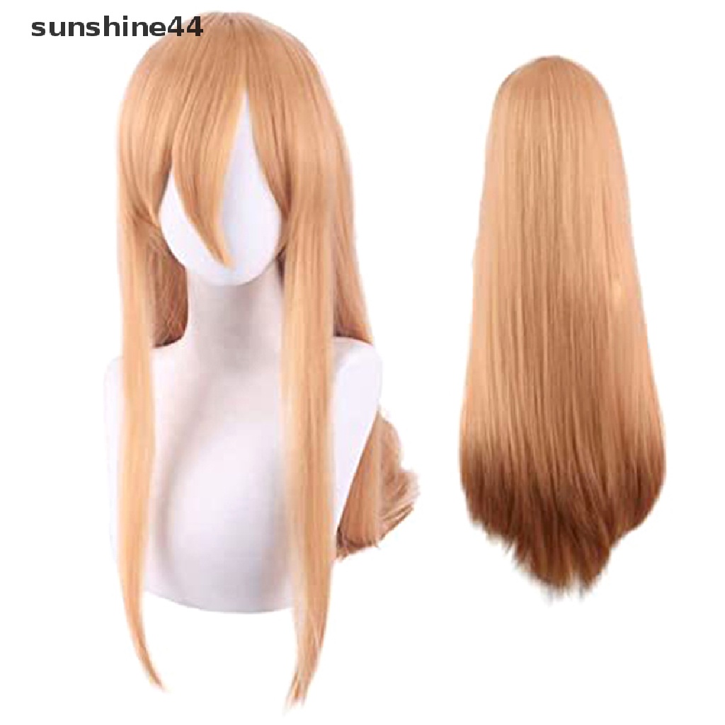 Sunshine Wig / Rambut Palsu Panjang + Poni Warna Oranye Untuk Cosplay Anime