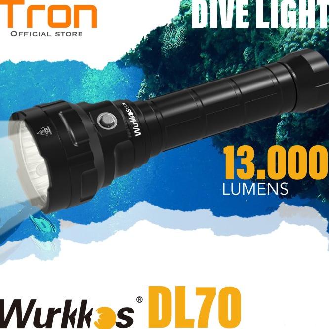 Wurkkos Dl70 Scuba Senter Led Diving Selam 4X Cree Xhp50.2 13000Lumens