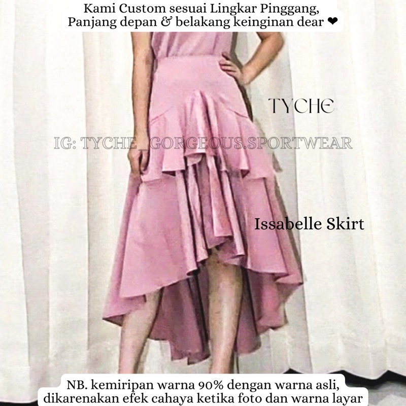 Rok Issabelle CUSTOM MOTIF BUNGA POLKADOT Elegan Rempel panjang mewah wanita Premium pendek Pesta ke