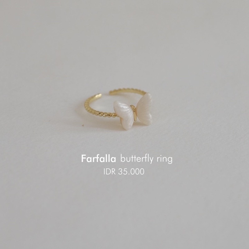 Ark.co - FARFALLA white butterfly ring &amp; earrings cincin anting kupu putih