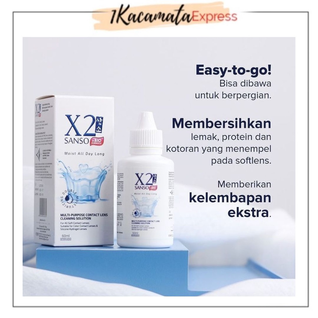 AIR PEMBERSIH X2 SANSO + BIO FORMULA MOIST 60ML CAIRAN SOFTLENS