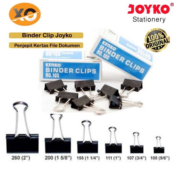 

Klip Kertas Binder Clip Joyko Nomor 105 107 111 155 200 260 280 Besar Sedang Kecil Penjepit Kertas Jepitan Serbaguna Original