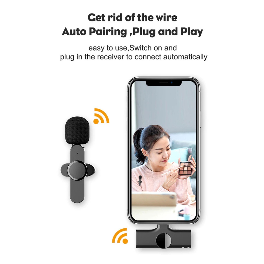 Hadesi Wireless Lavalier Lapel Microphone Vlogger Podcast Live Interview USB Type C - HA80 - Black