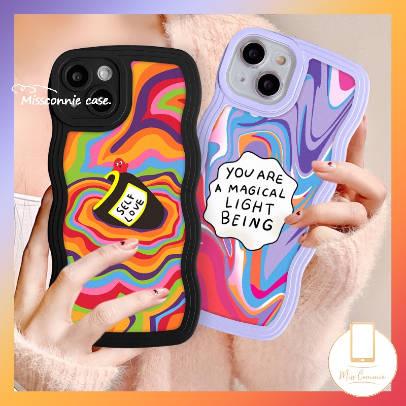 Redmi 9T 12C 9 10 9A 10A 10C 9C NFC A1+Redmi Note10 11s Note 11 Pro+10s 10 Pro Max Plus 9 Pro Note8 Wavy Edge Casetify Cat Air Love Self Label Pelangi Warna-Warni Lembut Tpu Cove