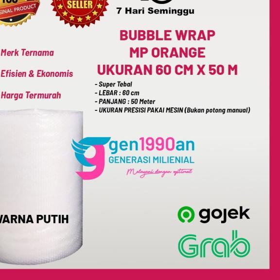 

Plastik Bubble Wrap 50 m x 60 cm Mulia Pak Orange TOMANG JAKBAR - Putih