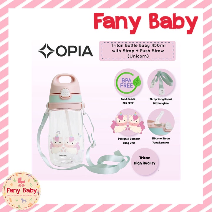 OPIA TRITAN PUSH STRAW STRAP BOTTLE 450ML