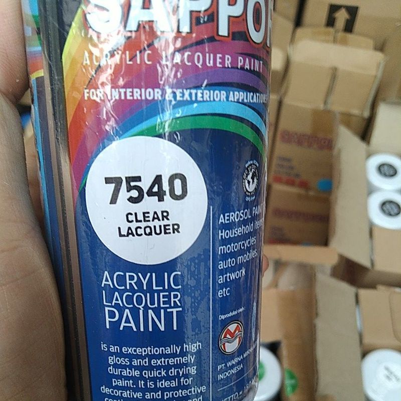 saporo acrylic lacquer paint pilok pilox cat spray sapporo 150ml saporo 7540 clear lacquer clear bening pernis vernis pengkilap glossy