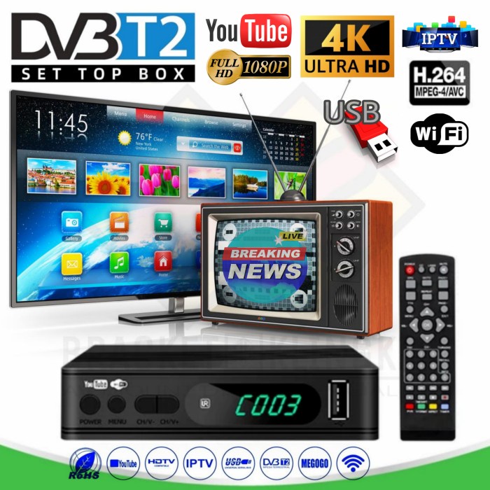 Set Top Box Receiver Digital Tv Stb Dvbt2 Decoder Tuner Tv Digital Tv