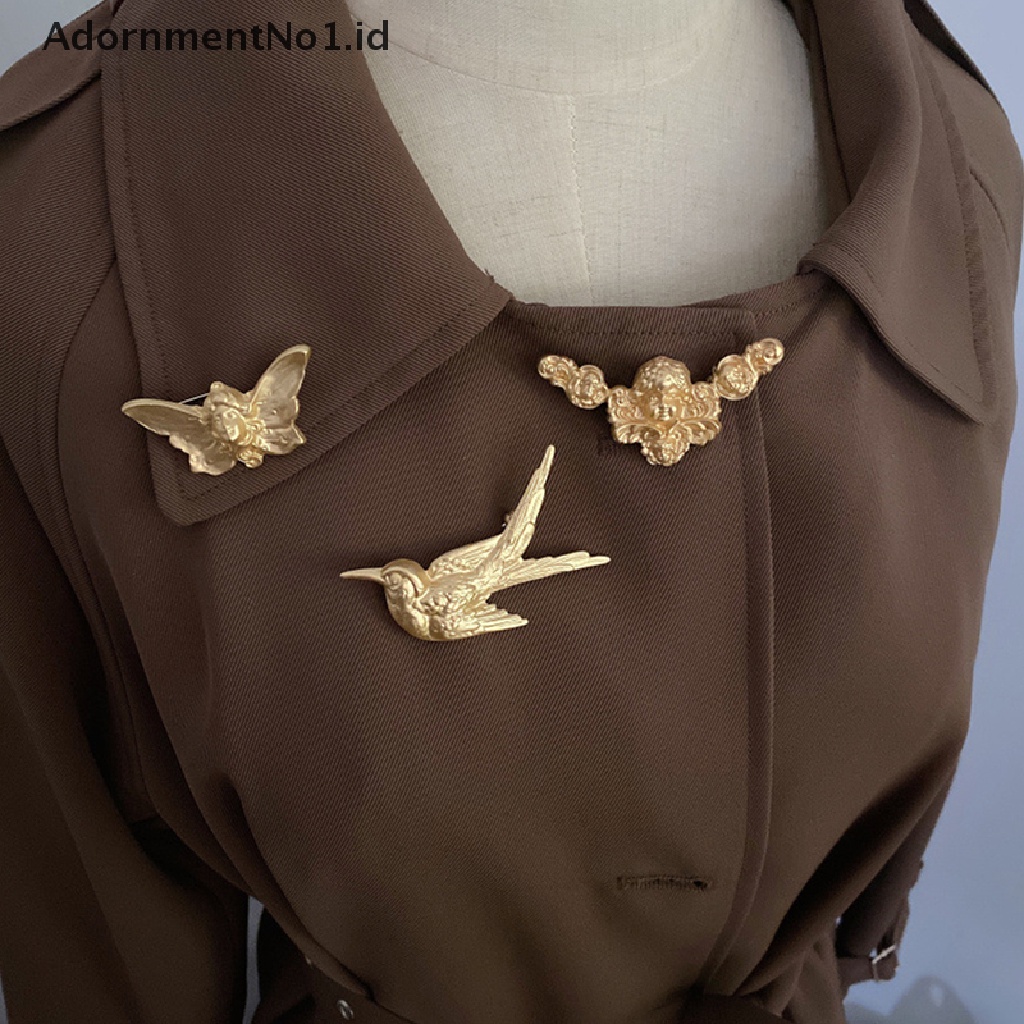 1 Pc Bros Pin Desain Sayap Malaikat Burung Butterfly Bahan Logam Warna Emas Gaya Vintage Eropa Amerika Serikat 1 Pc