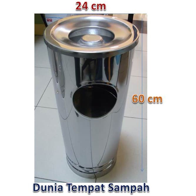 Tempat Tong Sampah Asbak Tinggi Bulat Stainless Steel Cafe 35L 114