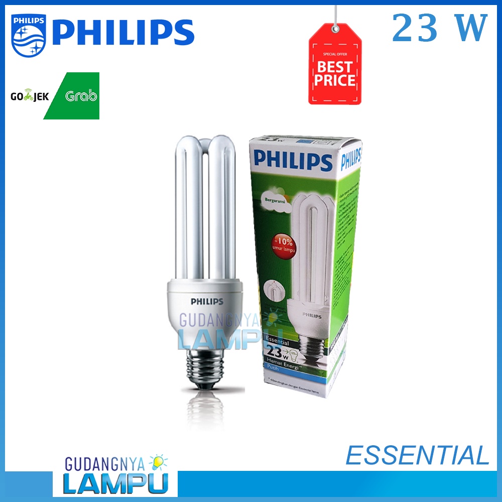LAMPU PHILIPS ESSENTIAL 23 WATT PUTIH (23 W 23WATT 23W)