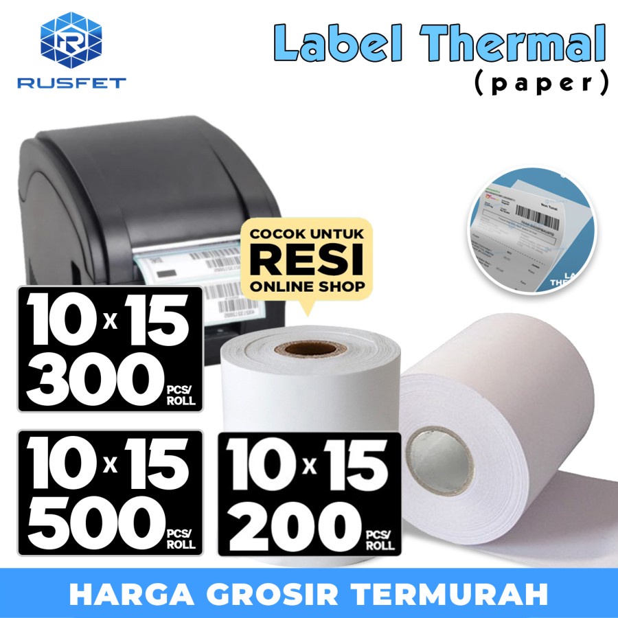 

Label Kertas Stiker Thermal Resi Paper sticker printer barcode RUSFET