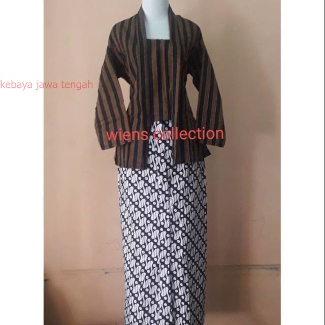Setelan Surjan Kebaya Lurik dan Jarik Wiru Jarik Instan Kebaya Bludru