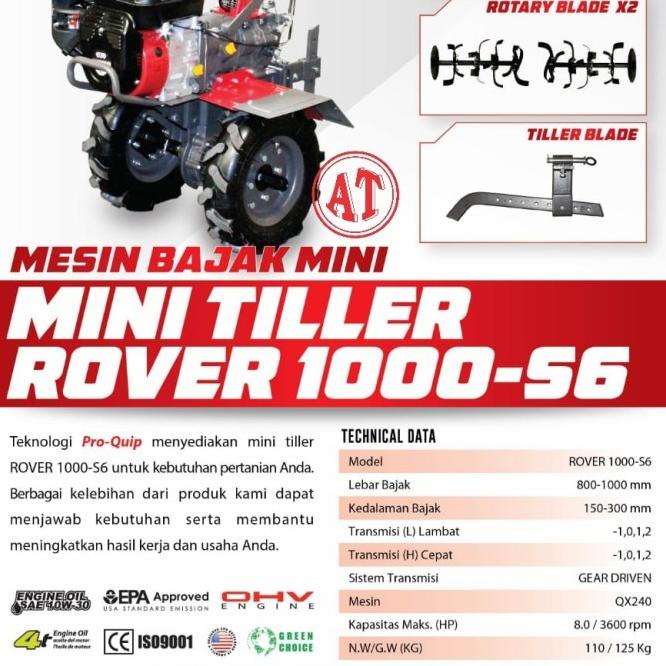 Mesin Cultivator Mini Bajak Sawah Proquip Rover 1000-S6 Terbaik