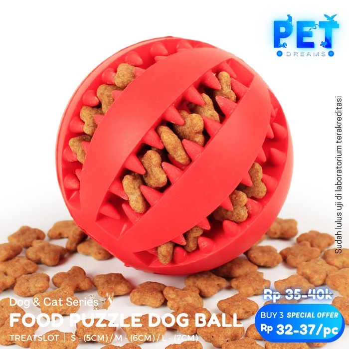 MAINAN ANJING GIGIT BOLA KARET SELIP MAKANAN GIGITAN PEMBERSIH GIGI DOG PUPPY DENTAL BALL TOY