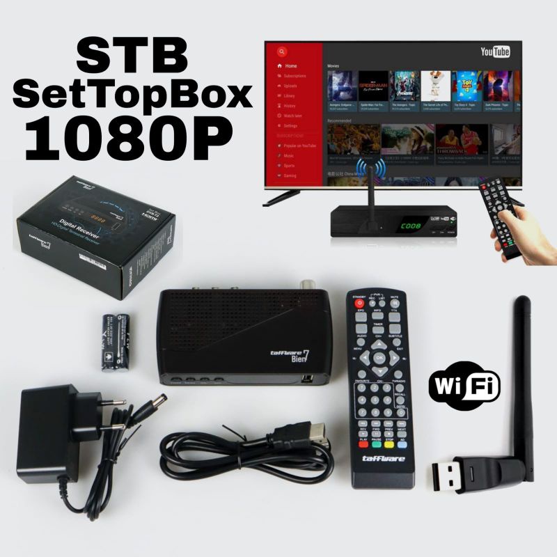 Set Top Box Tv Digital Bien7 Receiver 1080P + Wifi Dongle [LANGSUNG KIRIM]