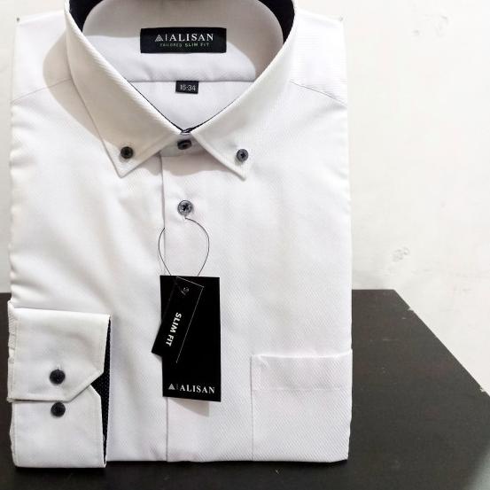 Kemeja Alisan Dobby Putih Panjang Slimfit - L