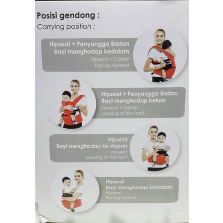 Kiddy Hipseat  Baby Carrier 4 in 1 s1  / Hipseat kiddy, hiprest, carrier 4in1, gendongan depan, baby new born