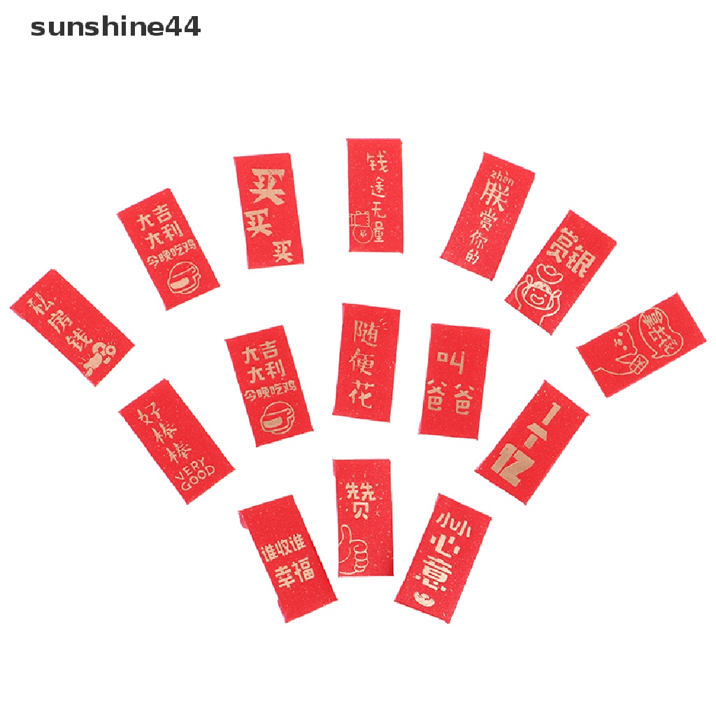 Sunshine 10Pcs Mainan Stiker Amplop Merah Skala 1: 12 Untuk Dekorasi Rumah Boneka