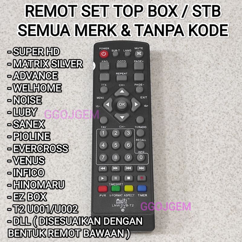 REMOT SET TOP BOX / STB ( SEMUA MERK / MULTI / UNIVERSAL ) LANGSUNG PAKAI &amp; TANPA KODE / remote