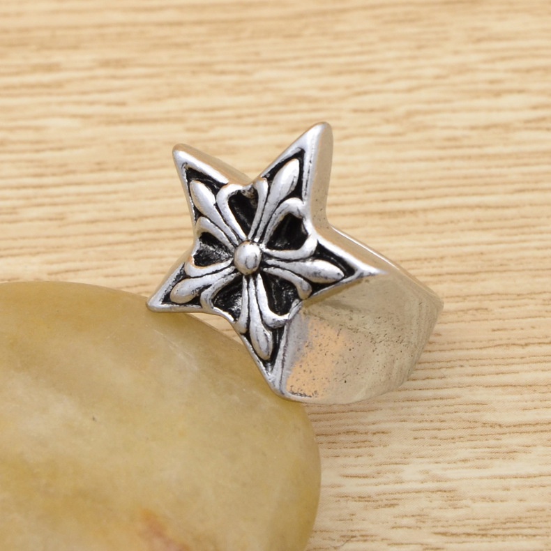 Cincin Desain Bintang Gaya punk rock retro Korea Untuk Pria