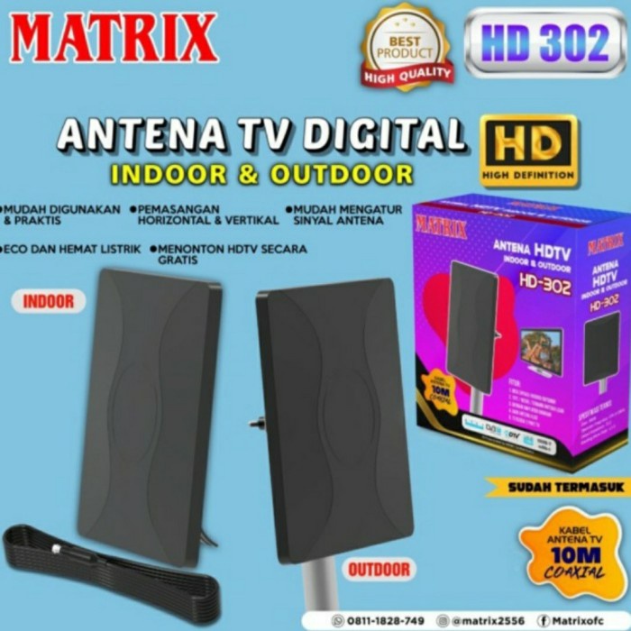 Antena Antena Tv Digital Matrix Hd-302 Indoor -Outdoor - Antena Tv Digital