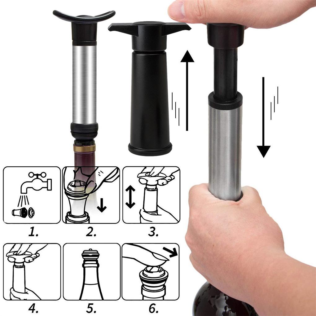 Vacuum Sparkling Wine Bottle Stopper Stainless Steel Pompa Botol Kecil Cork Sealer Saver Keeper Bar Kulkas Kitchen Man