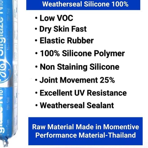 

Lem Silicone Sealant Silglaze N10 GE Thailand Neutral Silicone Sealant - Dark Brown