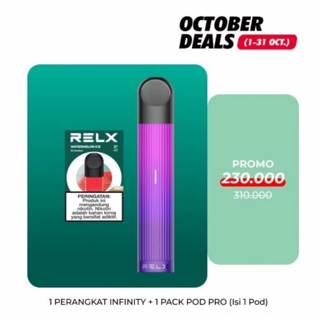 RELX Bundle Essential Neon Purple / Blue Glow Device and Pod (Isi 1 Pod)