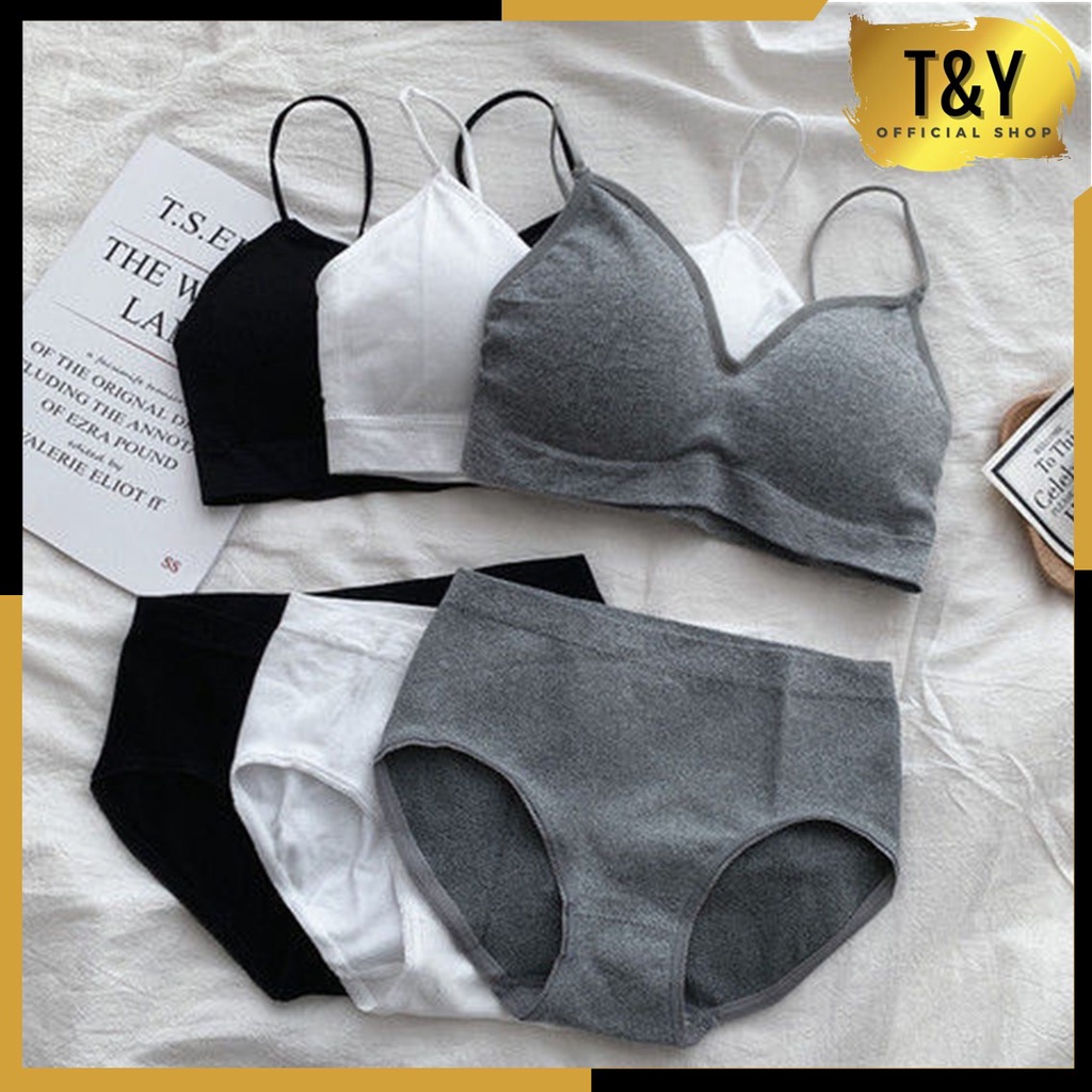 T&amp;Y Bra Set One Set 6660 Tanktop BH Celana Dalam Push Up Wanita Tanpa Kawat Elastis Pakaian Dalam Import Murah