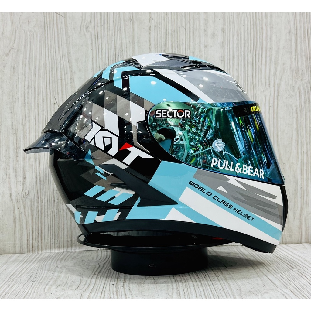 Jual Helm Kyt Falcon Fr Black Aqua Blue Paket Ganteng Visor Flat