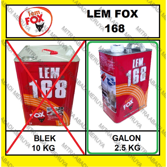 

Perekat Lem Kuning Fox 168 Galon 2.5 Kg Lem Hpl Lem 168 Lem Triplek