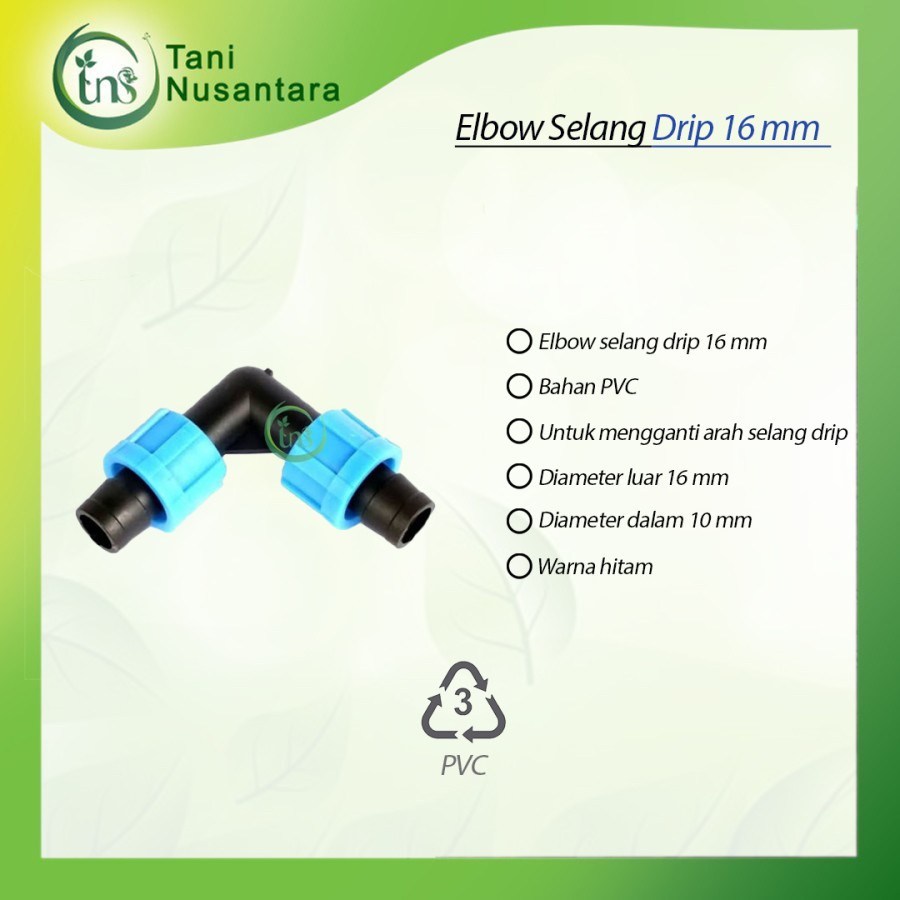Konektor Elbow Selang Drip Tape Tetes 16 mm