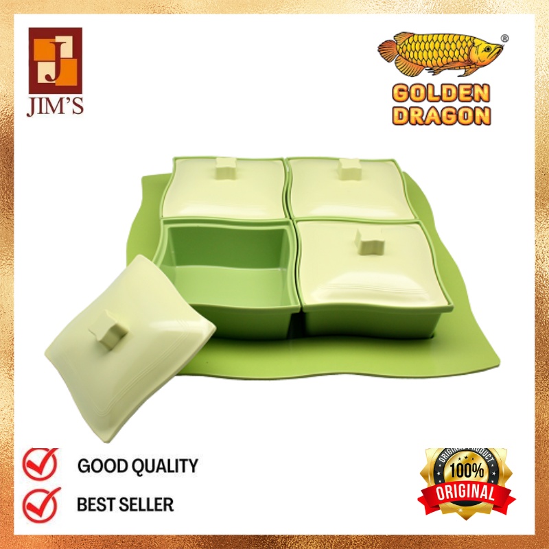 Golden Dragon Melamine Party Set Kotak Lekuk PS1201 16 Inchi