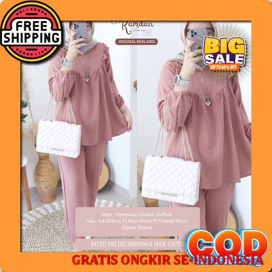 One Set Salur Lengan Panjang |Setelan Wanita Terbaru | Setelan Kemeja Kekinian|Rayon Vicose Premium 
