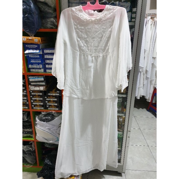 Gamis Agnes Brukat Putih Syari Wanita 803