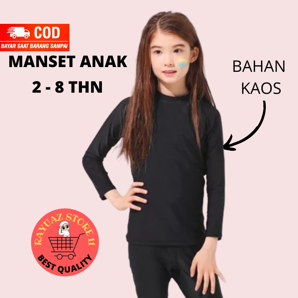 Manset Baju Anak 2-8 Tahun Lengan Panjang Kerah Tinggi Bahan Kaos premium