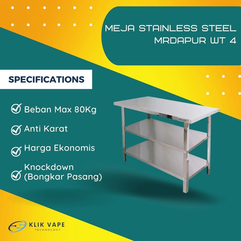 Meja Stainless Steel MrDapur WT 4 Promo