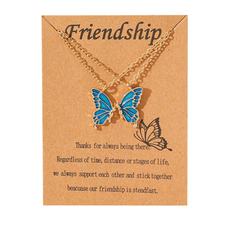 Fancyqube 2pcs / Set Kalung Liontin Butterfly Untuk Wanita