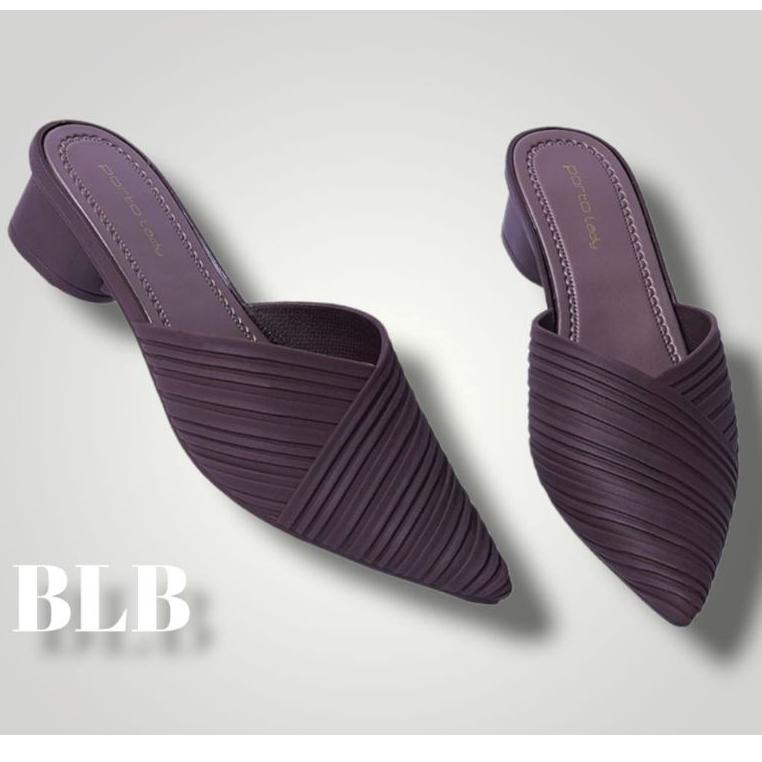 Sendal selop depan tertutup Porto BSV Terbaru nyaman,wedges karet wanita kekinian motif 2U0