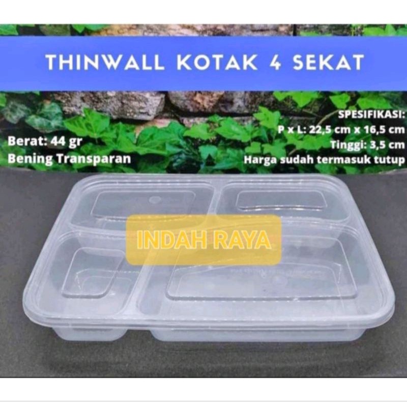 Thinwall bento 4 sekat (25 pcs)