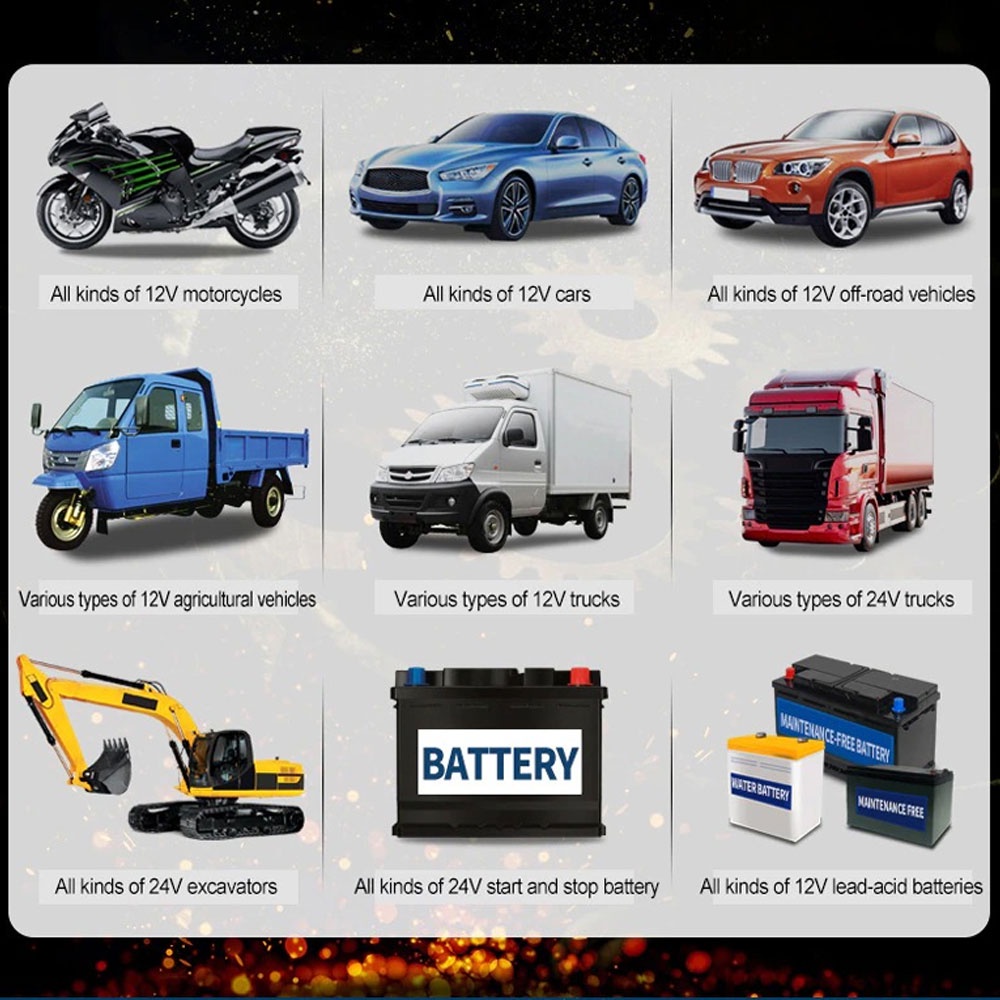 FOXSUR Charger Aki Mobil Motor 130W 12V/24V 150Ah with LCD - FBC122408D - Yellow - 7RRSB9YL