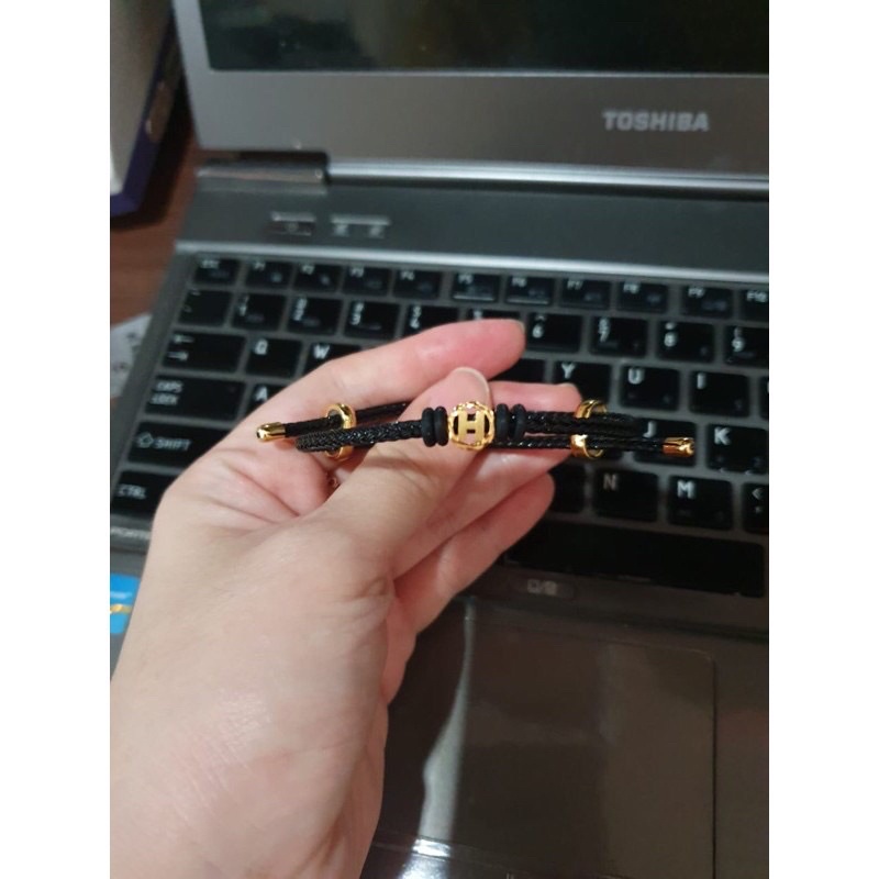 Gelang tali inisial huruf H Elegant Emas Asli