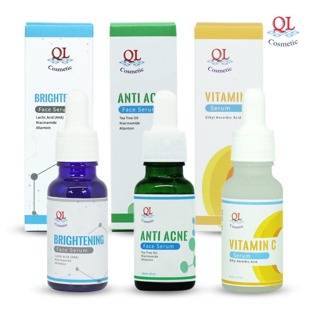 Citra Cosmetic - QL Cosmetic Face Serum Anti Acne | Brightening AHA | Vitamin C 20ml Essense Wajah S